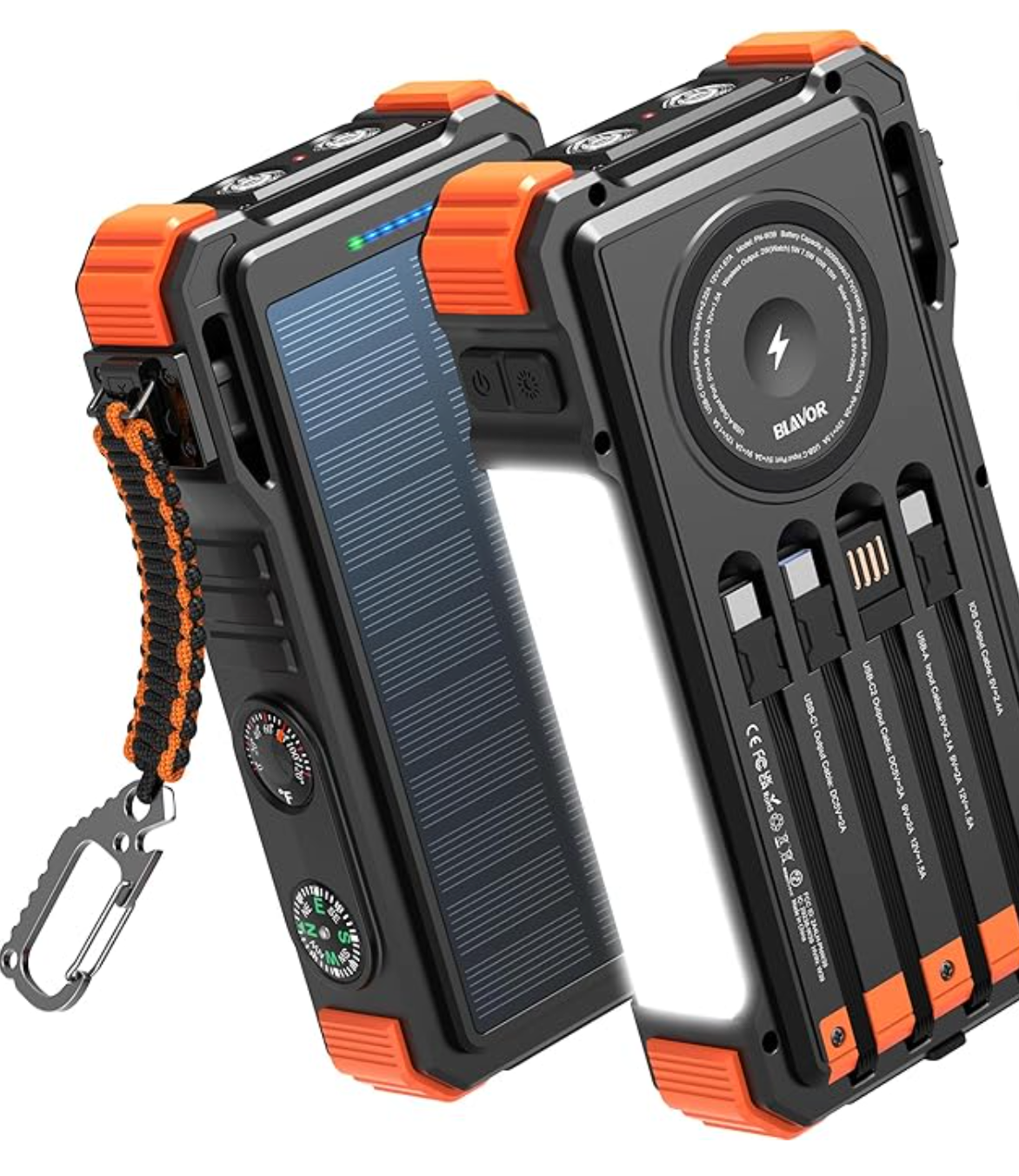 Solar Power Bank 20000mAh Built-in Cables