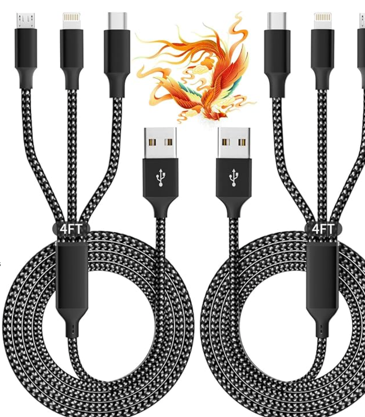 Multi Charging Cable(2Pack 4FT)